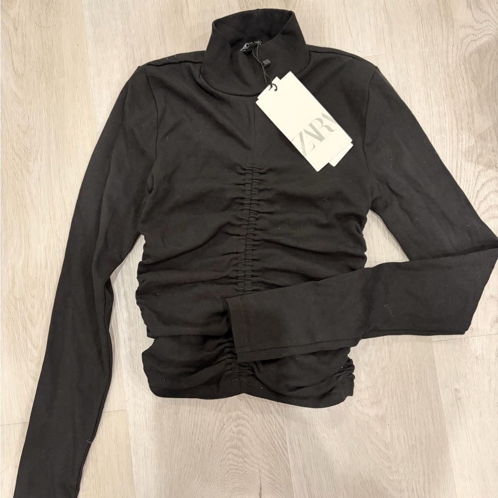 Zara Elegant Black Turtleneck Top